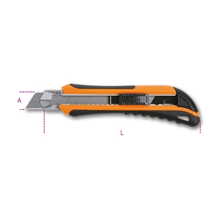 BETA Utility Knife, 6 Spare Blades, 170x18mm 017710050